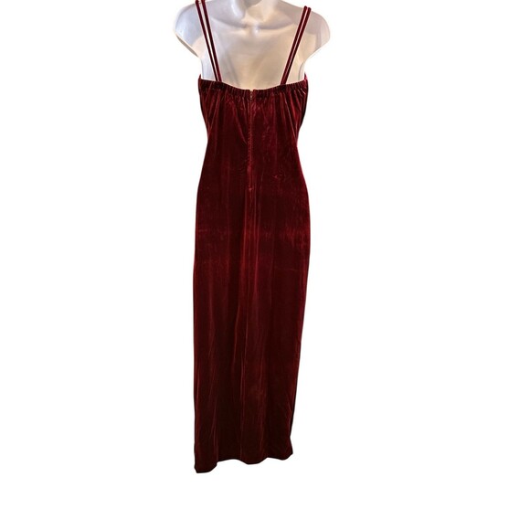 Vintage Dollar Prom Dress Velour Velvet Wine‎ Purple Maxi Halter Slit Formal 90s - Picture 4 of 11